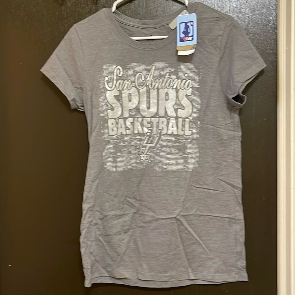 Women’s Gray Grey Silver San Antonio Spurs Basketball Fitted T-shirt Tshirt XL